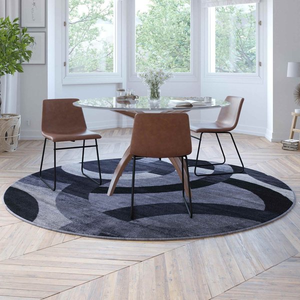 Flash Furniture Black and Gray 5' x 5' Round Geometric Area Rug YK-F968A-D9276I-5R-BK-GG